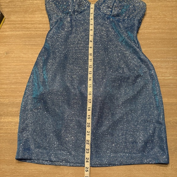 B Darlin Shimmering Evening Out Blue Dress - Picture 7 of 9